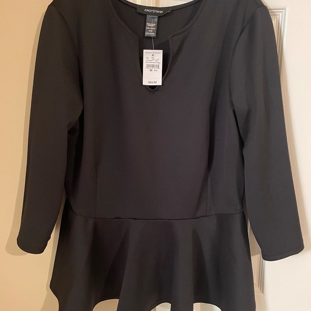 NWT Black peplum top size 14/16